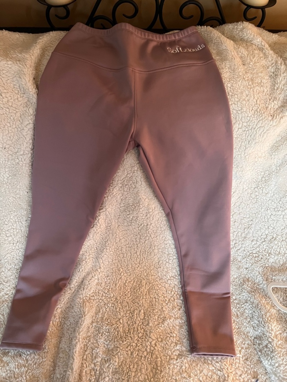 Soft cloud: Mauve lined Leggings - large fits like medium